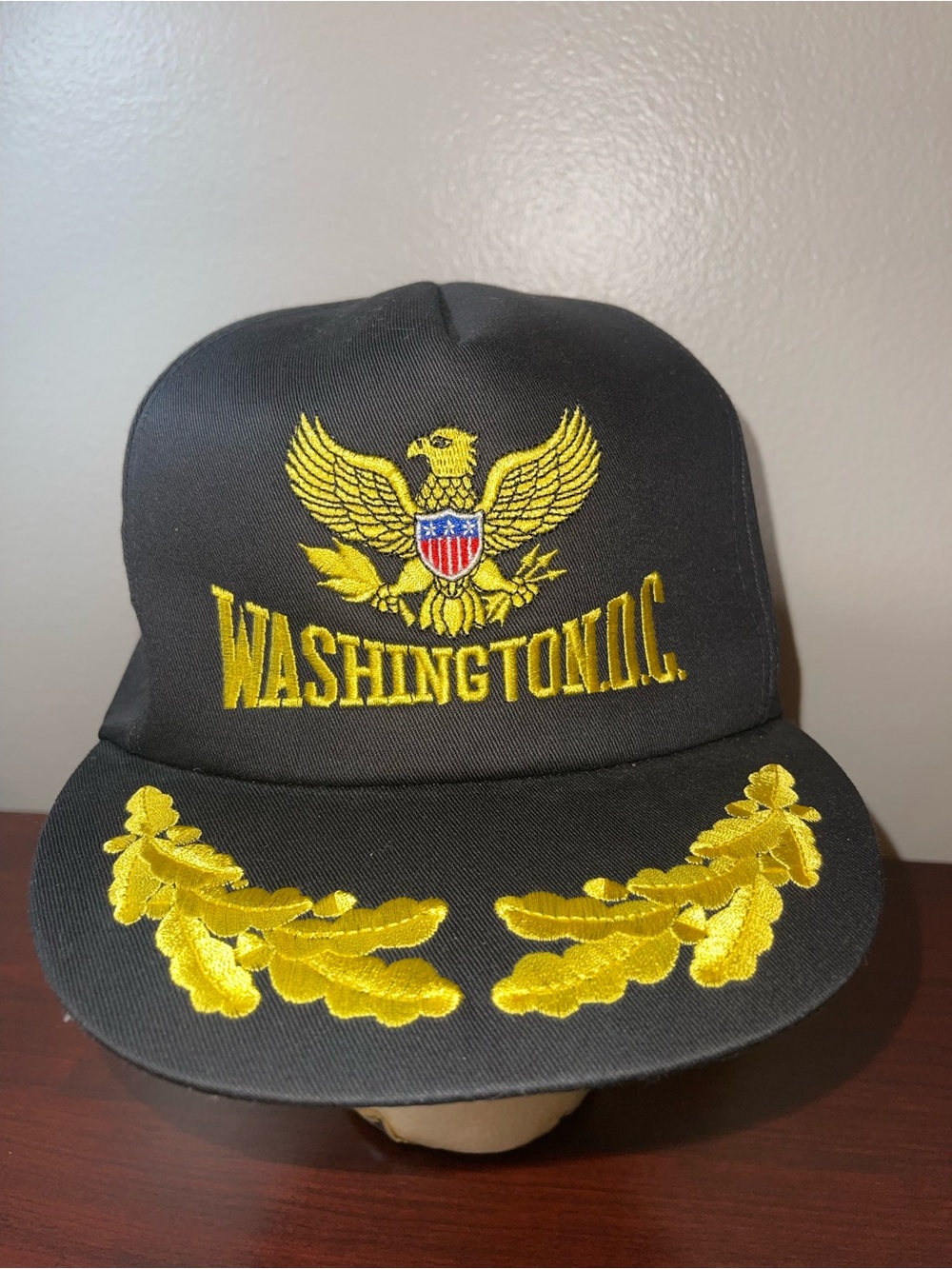 Washington D.C. Embroidered Black Cap with Gold Accents
